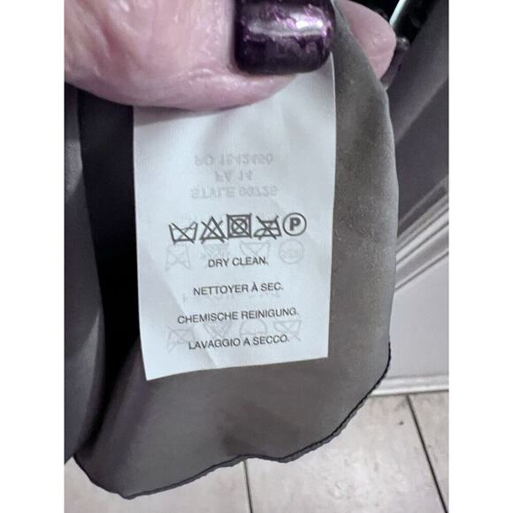 J Crew Gray Silk Chiffon Clara Dress Illusion Mesh Yoke Fitted Bodice 10 - Picture 5 of 7